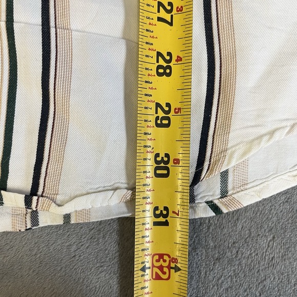 Chaps Ralph Lauren Mens Large White Black Brown Striped Cotton Button Down Shirt - Picture 5 of 9